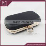 16.3x9.6cm Shiny Light Gold Classical Box Purse Frame With Diamond Ring Head thumbnail-1