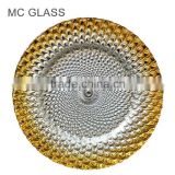 Wholesale Cheap Elegant Wedding and Events Decorative Gold-Silver Glass Charger Plates