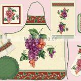 Printed Cotton Pot Holder Glove Towel Apron Kitchen Textile Set thumbnail-3