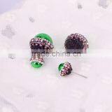 Charm Resin Druzy Stud Earrings, Crystal Rhinestone Paved Ball Shape Gem Earrings thumbnail-4