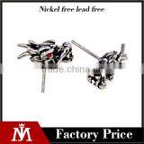 Europe Silver Jewelry Mens Punk Stainless Steel Dragon Earrings Crystal Charm Earrings