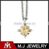 Stainless steel CZ stone flake pendant