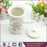 Houseware White Ceramic Salt Jar With Engraved thumbnail-2