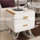 Square Design With Strorage Drawers Iron Legs Wooden Round End Table thumbnail-1