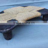 Vintage Small Wooden Chairs With Straw Seat thumbnail-4