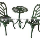 Twin Butterfly Bistro 3 Piece Set Outdoor Patio Furniture Set Antique Round Aluminum Coffee Table Set thumbnail-2