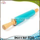 NBRSC Competitive Non-stick Silicone Rolling Pin With Wooden Handle Pastry Dough Roller Dumplings thumbnail-6