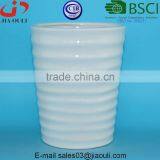 Dimple Stripes Design Glazed White Ceramic Plant Garden Vase thumbnail-4