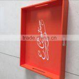 Painted Modern Handled Large Wooden Tray thumbnail-3