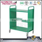 School Library Steel Book Wheels Trolley Cart With 2 Shelves thumbnail-4