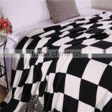 Black and White Plaid Super Soft Warm Plaid Printed Coral Fleece Blanket thumbnail-3