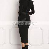 Sexy Black Structured Embossed V Plunge Dress American Girls Without Dresses Photos Names Of Ladies Western Designs HSD5473 thumbnail-5