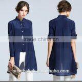 New Arrival Navy Fashion Ladies Long Shirt Designs Customized thumbnail-6