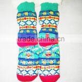Ladies Chunky Thermal Knitted Fluffy Fleece Lined Fairisle Pattern Winter Slipper Socks thumbnail-2