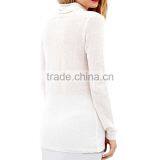 Blank White Pure Color Slim Fit Turtleneck Long Sleeve Ladies Long Pullovers thumbnail-3