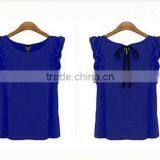 Manufacture Woman Chiffon Polyester Blouse Shirts Sleeveles Sexy Casual Tops Clothings thumbnail-5