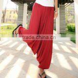 Latest Fashion Red Rayon Baggy Pants for Summer Women thumbnail-1