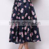 100% Polyester Sweet Floral Midi A-Line Bubble Skirt thumbnail-2