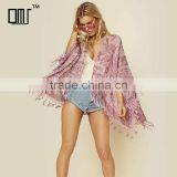 Burnout Rayon Velvet Kimono With Tassels Fringed Bohemian Gypsy Kimono thumbnail-1