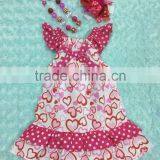 2016 New Baby Girls Design Heart Valentine Dress V-days Heart Dress With Matching Necklace and Bow Set thumbnail-1