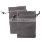 Velvet Jewelry Bags Drawstring Rectangle Gray 91x67mm thumbnail-3