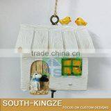 White Wood House Cat Plate Brass Stainless Ringing Bell thumbnail-2