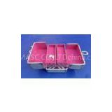 Silver ABS Aluminum Cosmetic Cases 220*150*180mm , Pink Lining for Tools