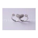 Ladies White Heart 925 Sterling Silver Rings For Party with AAA CZ , Rhodium plating IR1096