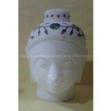 Marble Buddha Head Statue Handmade White Stone Arts Crafts Home Decor for Pair