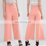 OEM Service China Manufacturer Pink Casual Loose Wide Leg Latest Design Ladies Office Pants thumbnail-1