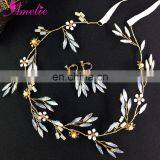 Wedding Accessories Enchanted Floral Opal Rhinestone Regal Reverse Hair Vine and Earring Set Headpiece Prom Halo Women Headpiece thumbnail-1
