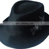 Fashion Fedora trilby hat. Embroidered fedora hat, Cotton / polyester fedora hat