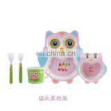 Bamboo Fiber Tableware Set for Children Creative Cartoon Bowl Divided Gift Tableware Owl Style Bamboo Fiber Tableware