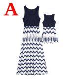 2019 New Summer Baby Girl Long Maxi Blue Red Chevron Mommy And Me Dresses (this Link for MOM) thumbnail-1