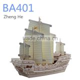 3D wooden ship toy