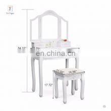 French Style Carving Wood Dressing Table Set Bedroom Dresser thumbnail-1