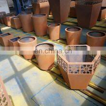 Customize Beautiful Not Coated Corten Steel Metal Flowerpot Rectangular Flowerpot Planter thumbnail-2
