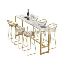Marble bar solid wood metal tables and chairs family cheap dining table