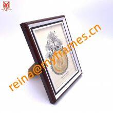 MDF Brown Wood Grain With Black and White Lines Embellished Photo Frame