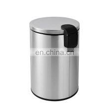 3L Large Single Step Stainless Steel Covered Round Trash Can Foot Pedal Dustbin Garbage Bin thumbnail-3