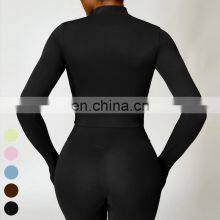 Winter Quick Dry Nude Fitness Running Jacket Slim Fit Stand Up Sports Coat Long Sleeve Zip Gym Fitness Top Yoga Jacket Women thumbnail-4