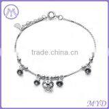 Fashion Jewelry High Quality 925 Sterling Silver Jingle Bell Fancy Girls Charm Anklet thumbnail-1