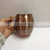 16 Ounce Stainless Steel Mugs With Copper Coating, Hammered Barrel Mug thumbnail-2