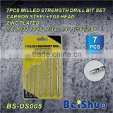 Zinc Plated YG8 Head 7PCS Milled Strength Drill Bit Set