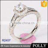 White Gold cz Ring 925 Silver Samples Enagegement Stone Ring Designs for Girlfriend thumbnail-2