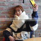 New Winter Warm Plain Woman Neck Warmer White Mink Fur Scarf thumbnail-3