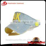 Custom Trendy Denim Distressed Washed Women Sun Visor With Embroidery thumbnail-2