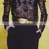 European Metal Leaf Dress Belt Female Thin Elastic Stretch Belt thumbnail-2