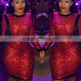 Womens Sexy Gold Sequin Bodycon Dress Long Sleeve Club Dress thumbnail-5