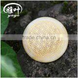 Natural Yellow Jade Flower of Life Stones Necklacce/Pendants